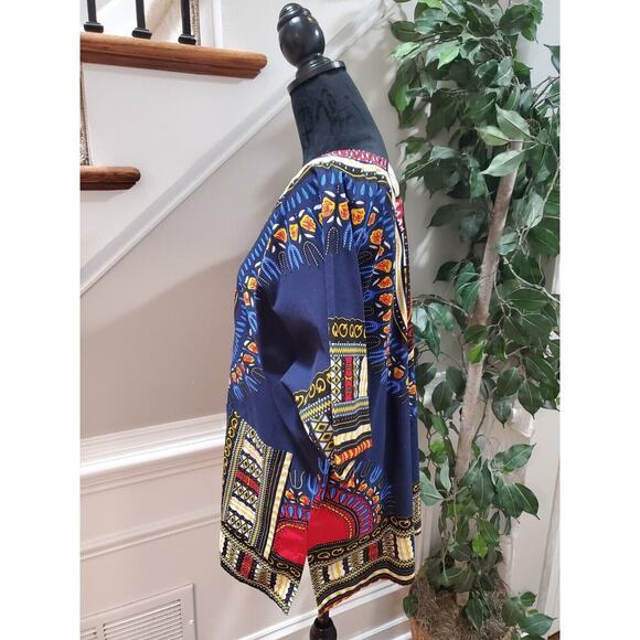 It Girl Women's African Print Cotton Sweetheart Neck Long Sleeve Blouse 2X - Picture 6 of 12